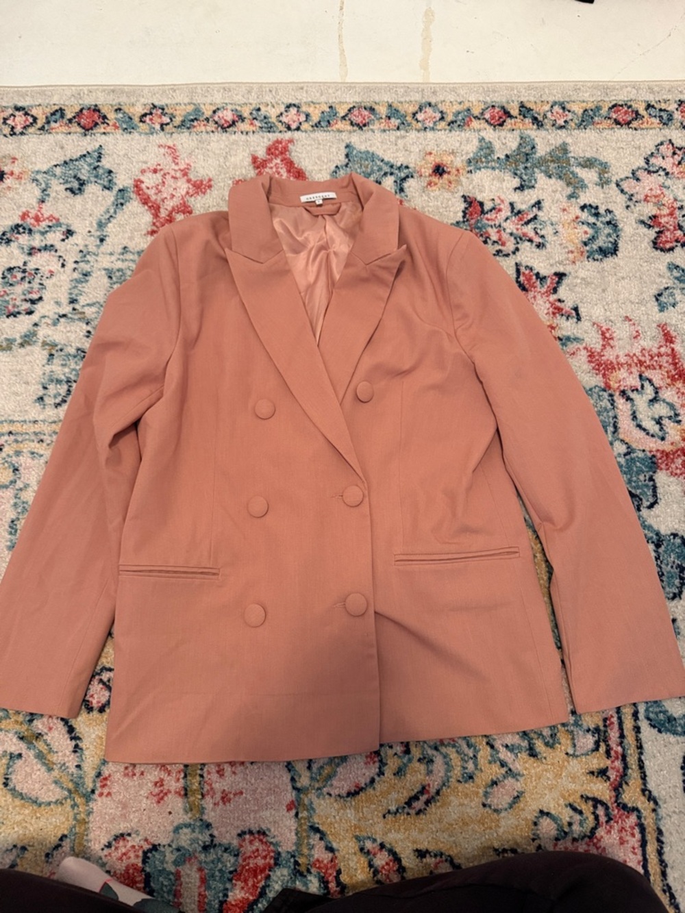 Crescent Dusty Rose Double-Breasted Blazer